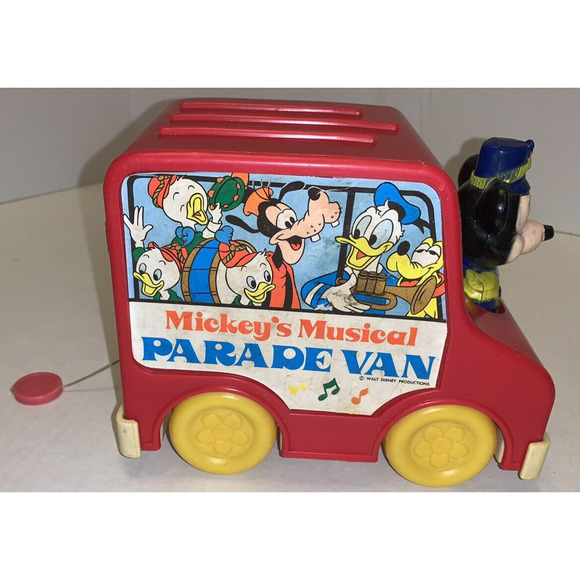 Vtg Mickeys Musical Parade Van Music Walt Disney LJN Toy Hong Kong Works - Picture 1 of 12